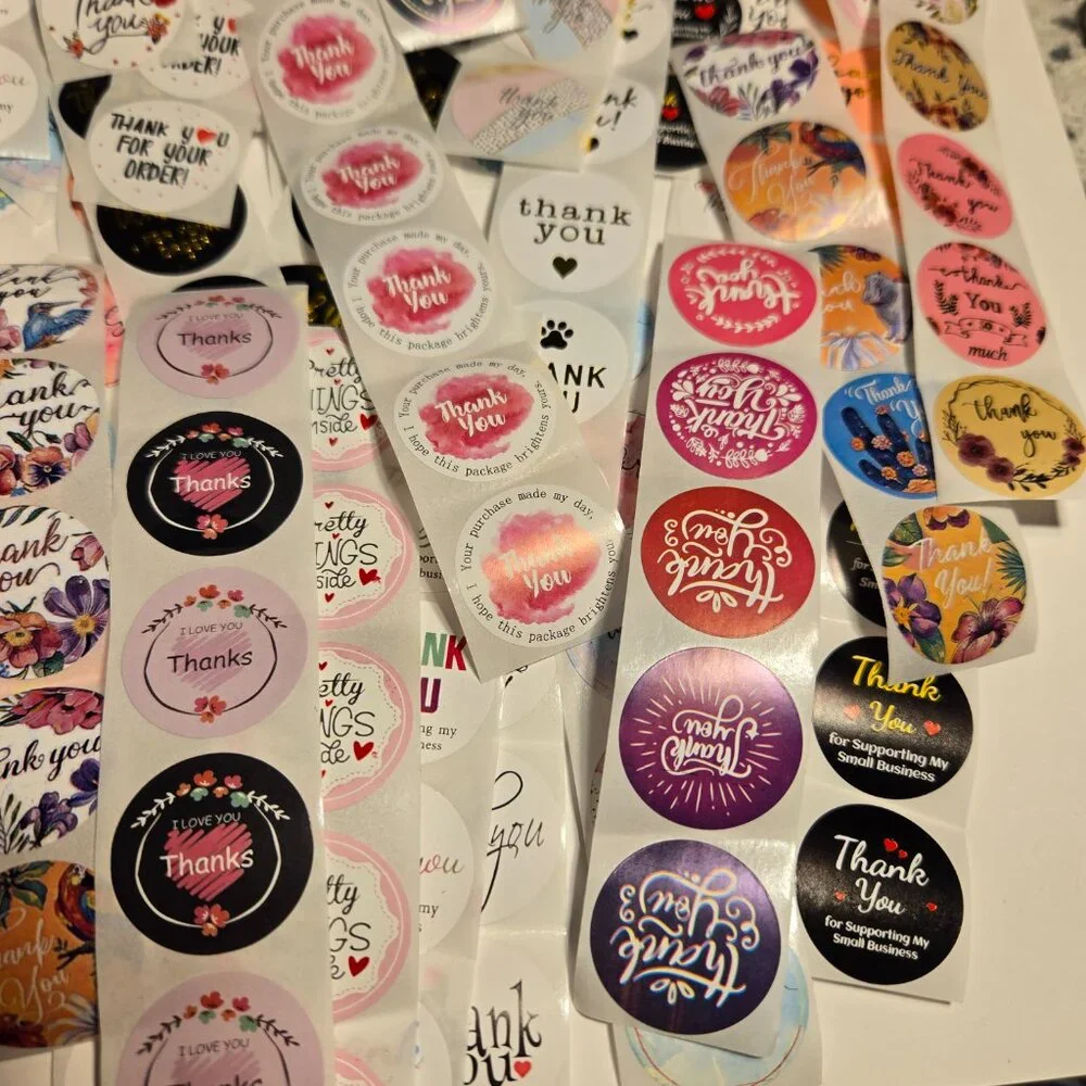 200 mixed thank you stickers size 1”